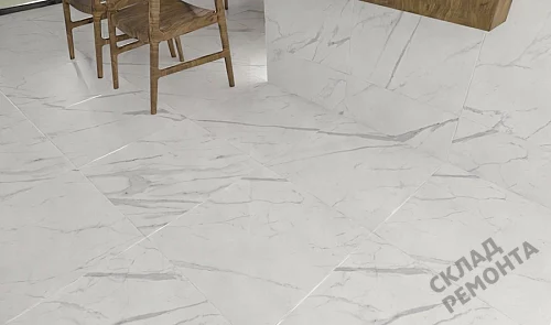 Фото Керамогранит матовый Steppe Ceramics Statuario White белый 600*600*9,5 – купить в Улан-Удэ: цена, описание, фото. Интернет-магазин 4