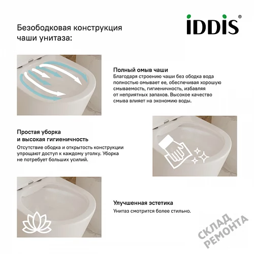 Фото Унитаз подвесной Iddis Calipso CALRDSEi25 безободковый купить в Улан-Удэ: цена, описание, фото. Интернет-магазин 7