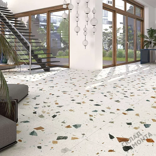 Фото Керамогранит матовый Steppe Ceramics Chips White белый 600*600*9 – купить в Улан-Удэ: цена, описание, фото. Интернет-магазин 3